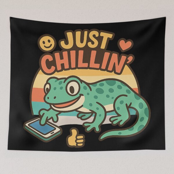 Item preview, Just Chillin’ Relaxed Lizard Funny Gecko Meme Illustration designed and sold by Fantsy-world.