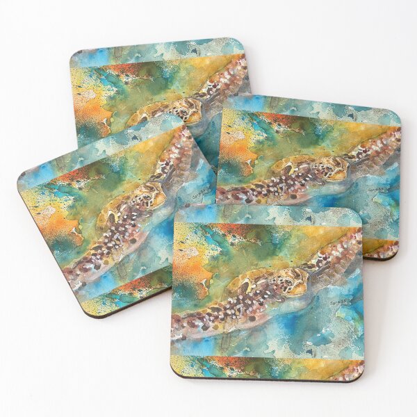 Item preview, Underwater sea turtle inspired by watercolor artist Jean Haines  designed and sold by jocemarks.