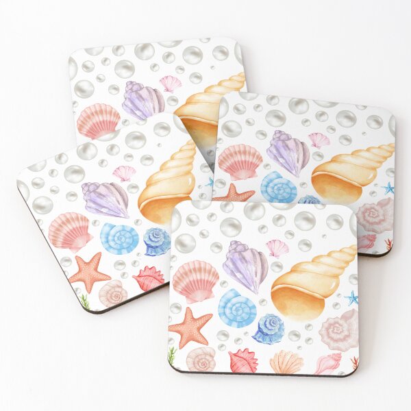 Item preview, Seashell & Pearl Collage – Colorful Coastal Ocean Sticker designed and sold by printwithkacie.