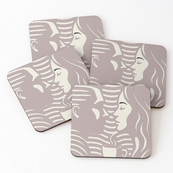 Item preview, Romantic Coffee Optical Illusion Art – Black and White Abstract Line Design for Coffee Lovers and Couples designed and sold by KDesignCrafts.