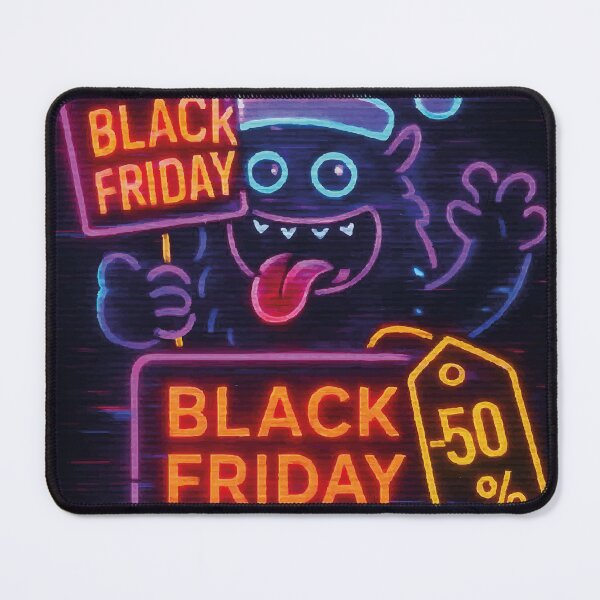 Item preview, Retro Neon Black Friday Sale with Glitch Effect – Cyberpunk Style Poster designed and sold by CheriTanya.