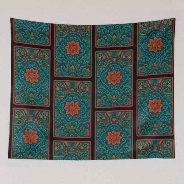 Item preview, Korean Dancheong Poster – 화이팅! 행복 평화 designed and sold by CosmicSplendor.