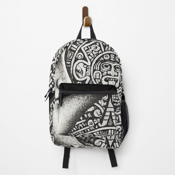 Item preview, Mexican Moon – Half Moon and Aztec Calendar in Gray Stippling designed and sold by VALQUIRIAMX.