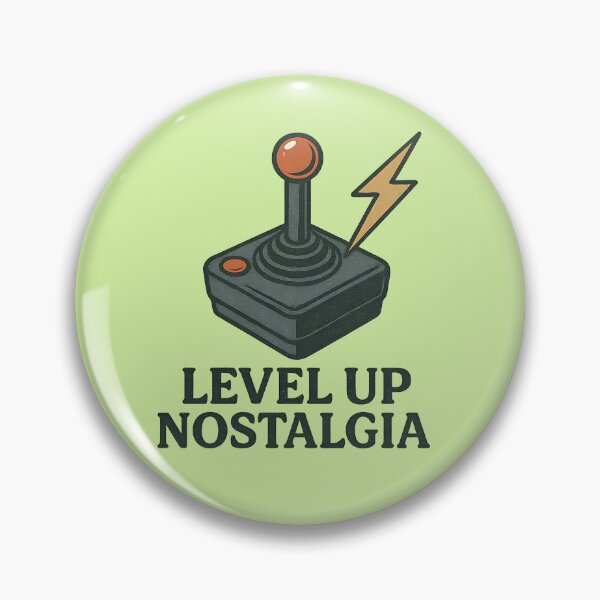 Item preview, Level Up Nostalgia – Retro Joystick Badge designed and sold by MarCinu Art.