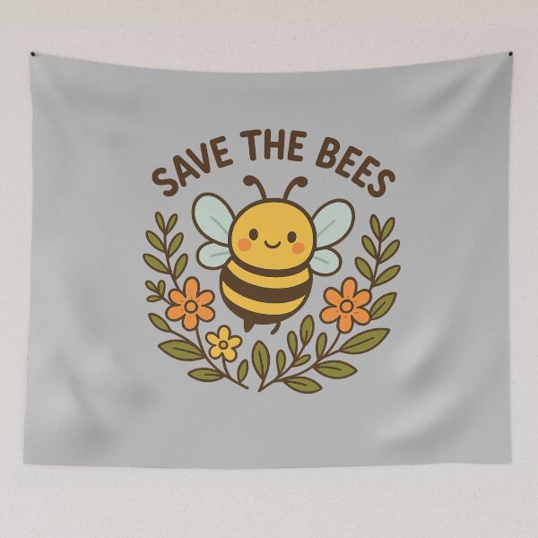 Item preview, Save the Bees - Cute Eco Friendly Bee Illustration designed and sold by Mintiko2.