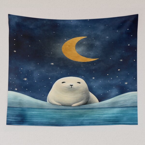 Item preview, Foca bajo el cielo estrellado - Arte del cielo nocturno designed and sold by PawPrintStyles.