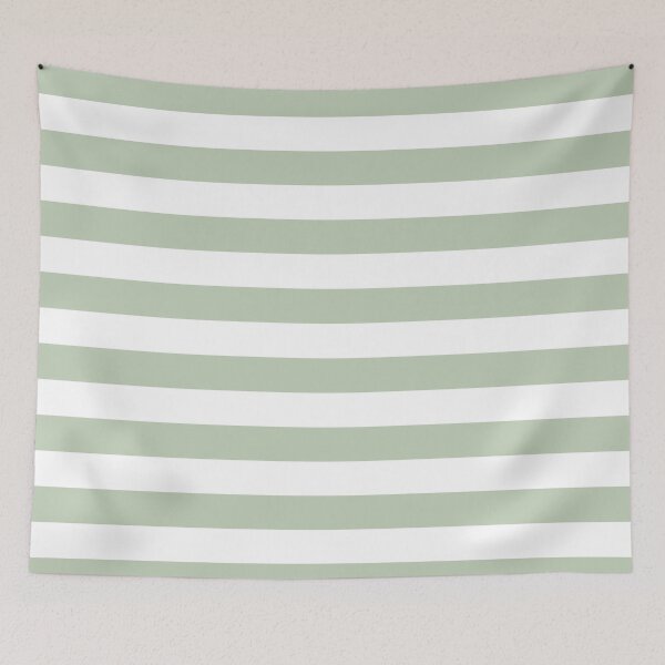 Item preview, Sage Green White Wide Horizontal Stripes designed and sold by Feeling Artsy.