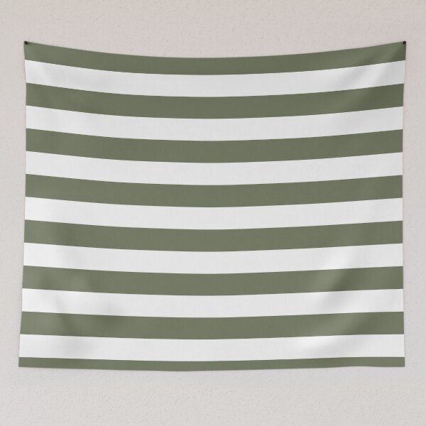Item preview, Moss Green White Wide Horizontal Stripes designed and sold by Feeling Artsy.