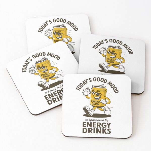 Item preview, Todays' good mood is sponsored by Energy Drinks - Funny Mascot Can Running with smiley face designed and sold by SkeletonsDanger.