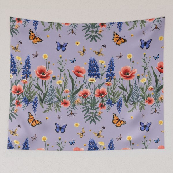 Item preview, Wild Flower Desgin with Butterflies and Poppies designed and sold by Dragonkingdoms.