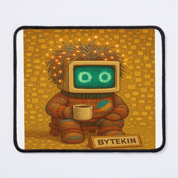 Item preview, BYTEKIN – The Kind Internet Sprite in Cozy Sweater with Coffee designed and sold by ggstcraft.