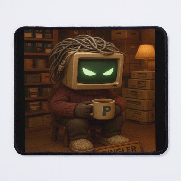 Item preview, Pingler – Internet House Spirit with Coffee in Retro Computer Head designed and sold by ggstcraft.