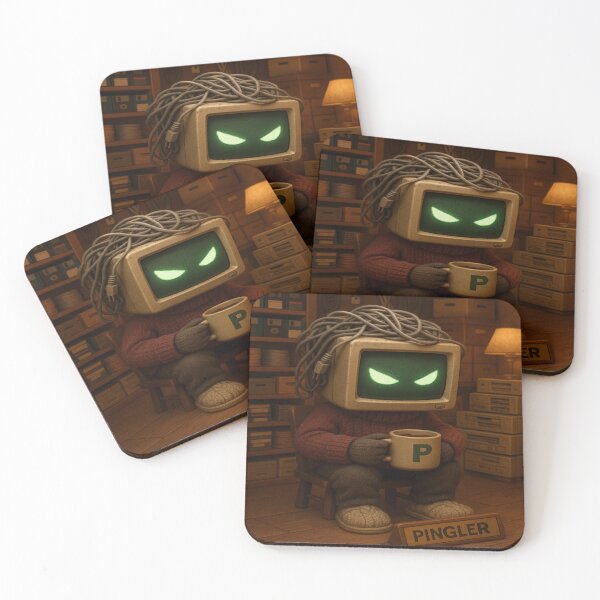 Item preview, Pingler – Internet House Spirit with Coffee in Retro Computer Head designed and sold by ggstcraft.