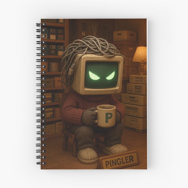 Item preview, Pingler – Internet House Spirit with Coffee in Retro Computer Head designed and sold by ggstcraft.