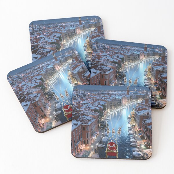 Item preview, Santa’s Sleigh Over Venice Magical Christmas Night designed and sold by acceleratorhams.