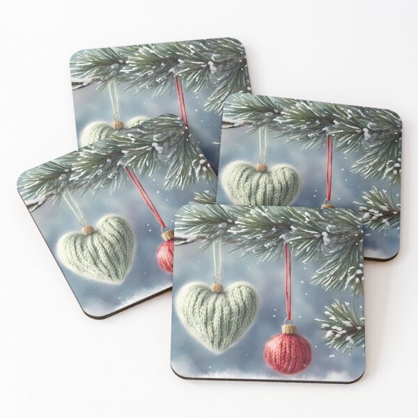 Item preview, Heart Baubles in Snowy Tree designed and sold by CalmnessbyChoice.