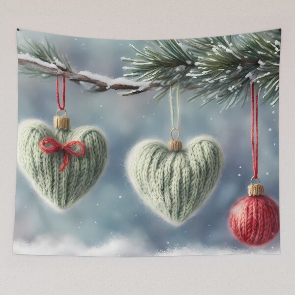 Item preview, Heart Baubles in Snowy Tree designed and sold by CalmnessbyChoice.