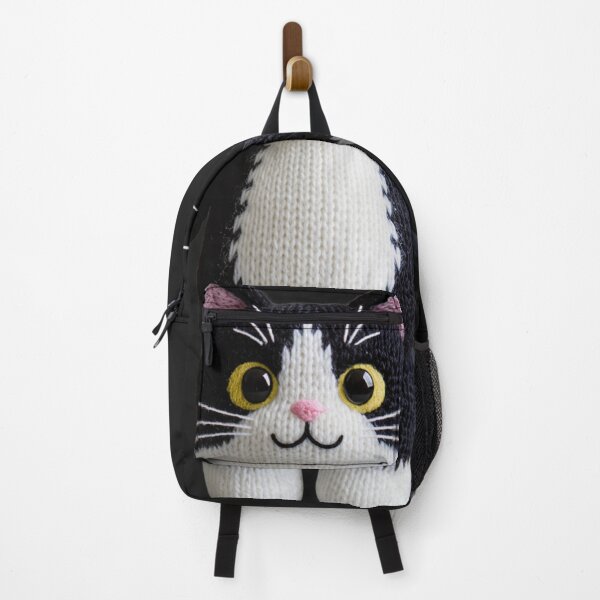 Item preview, Black and White Knitted Cat Plush – Always in Style Cute Cat Design designed and sold by ArtiQreate.
