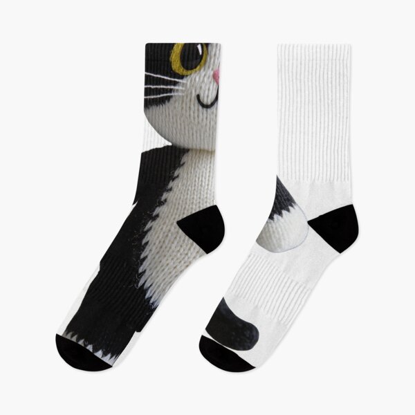 Item preview, Black and White Knitted Cat Plush – Always in Style Cute Cat Design designed and sold by ArtiQreate.