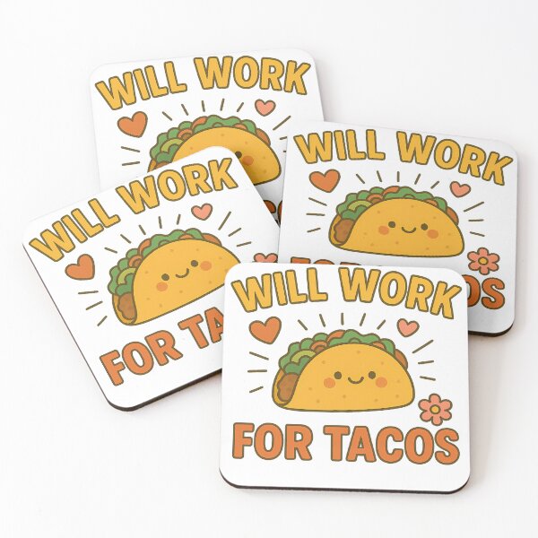 Item preview, Will Work for Tacos – Cute Kawaii Taco Lover Design designed and sold by Happy Bag.