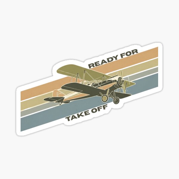 Item preview, Minimalist Vintage Classic Airplane Silhouette with "Ready for Take-Off?" – Elegant Aviation Art designed and sold by Aviator’s Gallery.