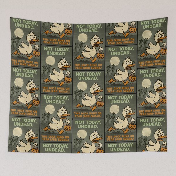Item preview, Not Today Undead – Frantic Duck Runs on Fear and Sugar designed and sold by TeeTimeTreasure.