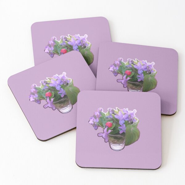 Item preview, Violets watercolor – delicate purple flowers in a glass / Viole acquerello – delicati fiori viola in un bicchiere / Violettes aquarelle – fleurs violettes délicates dans un verre designed and sold by LenaBlueDesigns.