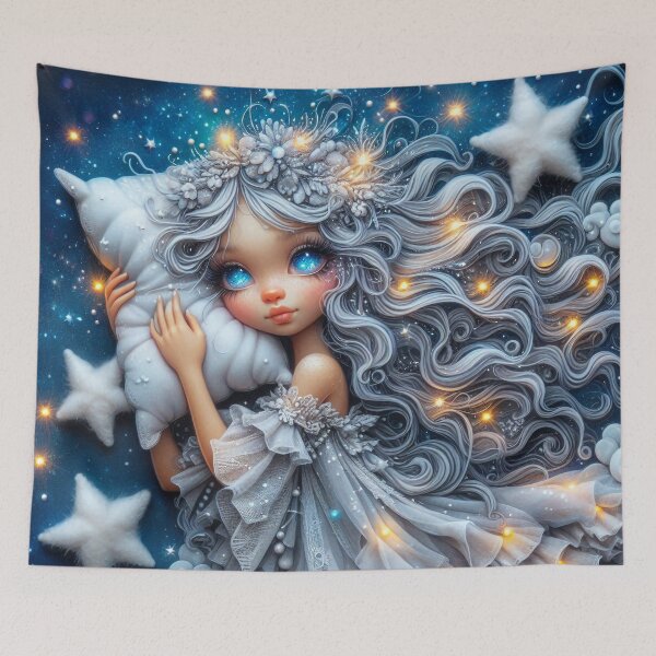 Item preview, Dreamer – Starry-Eyed Girl in a Celestial Night Sky designed and sold by OldGhostPrints.