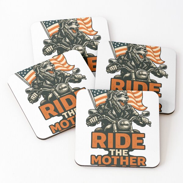 Item preview, Ride the Mother Road – Patriotic Biker Wolf Art with American Flag designed and sold by DanielULaN Artworks.