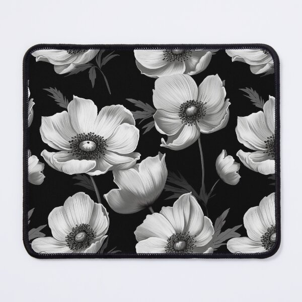 Item preview, White Anemone Flowers on Black designed and sold by Patterns & Prints.