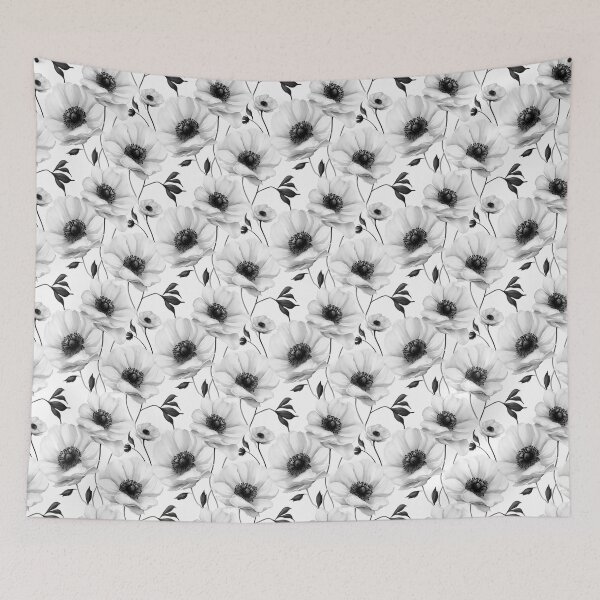 Item preview, White Anemone Flowers designed and sold by Patterns & Prints.