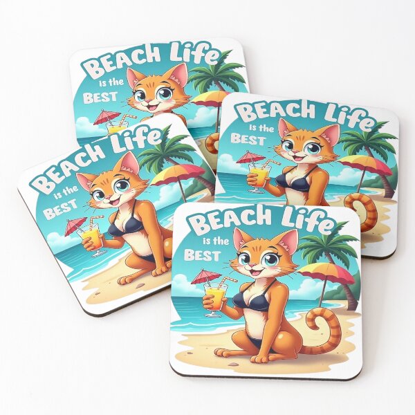 Item preview, Beach Vibes Cat – Cute Summer Cartoon Character for Fun Vacay Mood designed and sold by Raslanity.