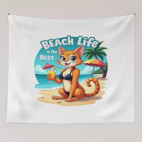 Item preview, Beach Vibes Cat – Cute Summer Cartoon Character for Fun Vacay Mood designed and sold by Raslanity.
