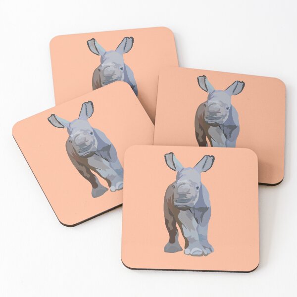 Item preview, W is for White Rhino , White Rhinoceros – African Rhino Wildlife Art designed and sold by PrettylittlepastelUk.