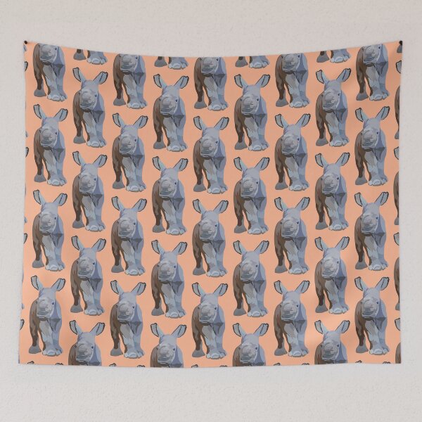 Item preview, W is for White Rhino , White Rhinoceros – African Rhino Wildlife Art designed and sold by PrettylittlepastelUk.