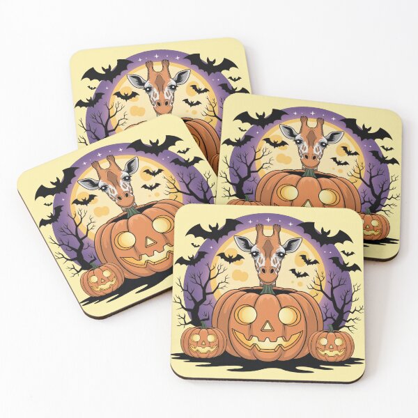 Item preview, Cute Giraffe Halloween Illustration - Giraffe in Halloween Scene with Pumpkins and Bats designed and sold by YourSocialBae.