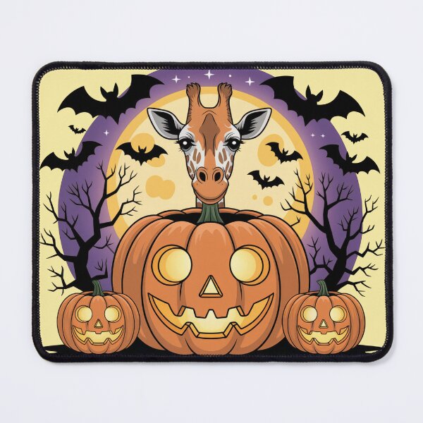 Item preview, Cute Giraffe Halloween Illustration - Giraffe in Halloween Scene with Pumpkins and Bats designed and sold by YourSocialBae.