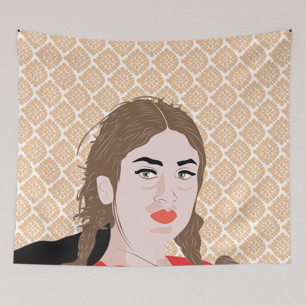 Item preview, A digital portrait of the Indian actress Kareena Kapoor with an Indian-inspired background pattern. designed and sold by  beba.universe222.