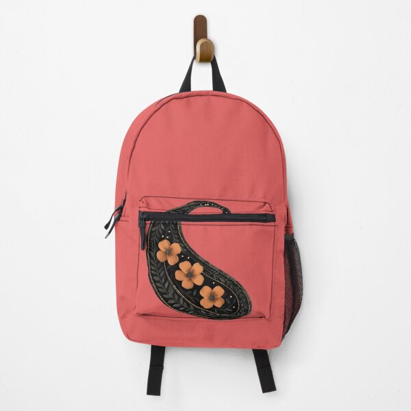 Item preview, Ornamental Paisley Motif with Orange Flowers and Golden Accents designed and sold by Haus Of K.