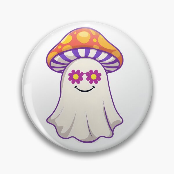 Item preview, Psychedelic Mushroom Ghost with Flower Glasses designed and sold by The Crazy Cat Lady.