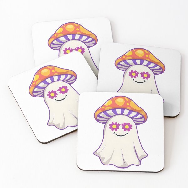 Item preview, Psychedelic Mushroom Ghost with Flower Glasses designed and sold by The Crazy Cat Lady.