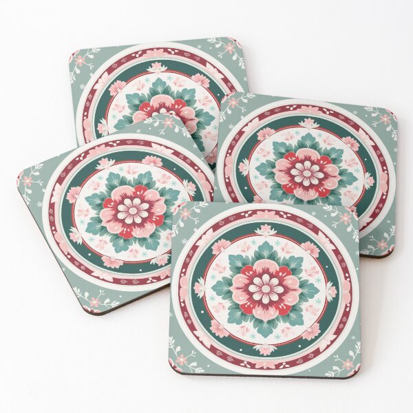 Item preview, Pastel Korean Dancheong Winter Mandala – Traditional Floral Snowflake Pattern, Vintage Korean Christmas Art designed and sold by jelonkaa.