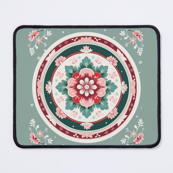 Item preview, Pastel Korean Dancheong Winter Mandala – Traditional Floral Snowflake Pattern, Vintage Korean Christmas Art designed and sold by jelonkaa.