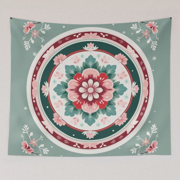 Item preview, Pastel Korean Dancheong Winter Mandala – Traditional Floral Snowflake Pattern, Vintage Korean Christmas Art designed and sold by jelonkaa.