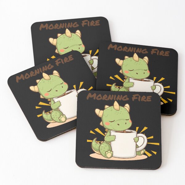 Item preview, Morning Fire – Cute Baby Dragon Coffee Lover Illustration designed and sold by ArtistanForge.