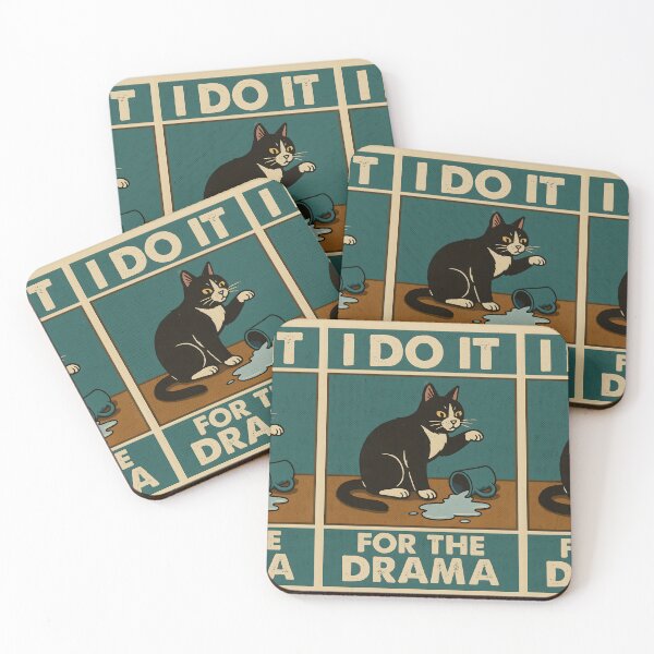 Item preview, I Do It for the Drama – Funny Cat Spilled Cup Design designed and sold by Sztuboo.