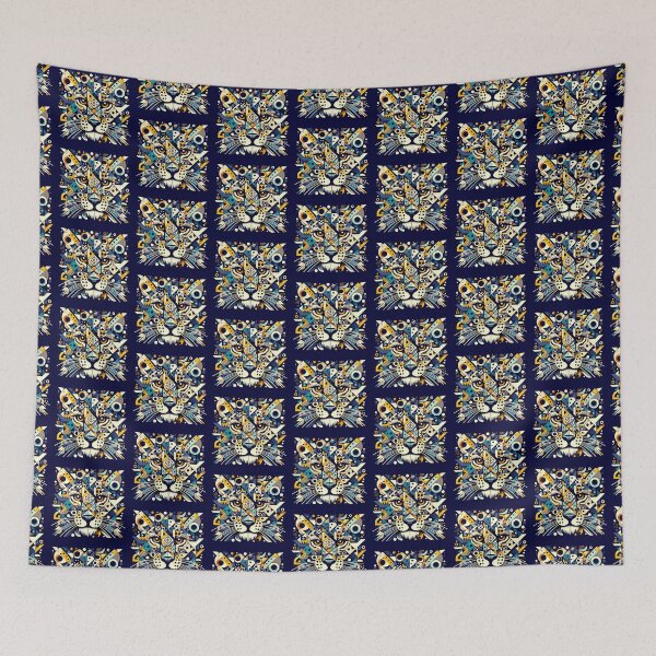 Item preview, Lioness head in repeating geometric shapes designed and sold by nikkolaus.