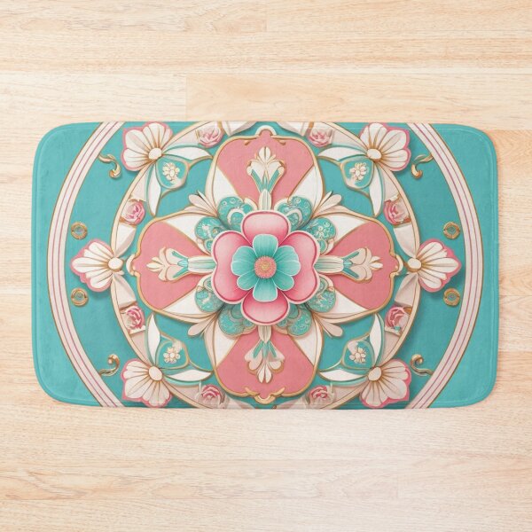 Item preview, Turquoise and Pink Korean Dancheong Mandala – Traditional Floral Pattern, Elegant Vintage Korean Art designed and sold by jelonkaa.