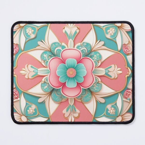 Item preview, Turquoise and Pink Korean Dancheong Mandala – Traditional Floral Pattern, Elegant Vintage Korean Art designed and sold by jelonkaa.
