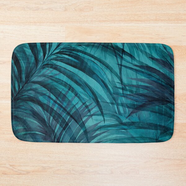 Item preview, Turquoise Teal Midnight Jungle Palm Leaves designed and sold by artsandsoul.
